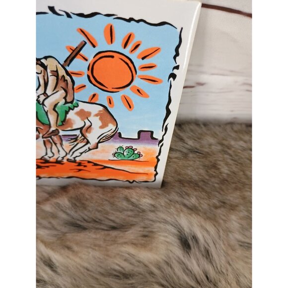 Vintage Boothill Arizona Ceramic Wall‎ Tile Plaque With Western Cowboy Artwork & - Picture 5 of 5